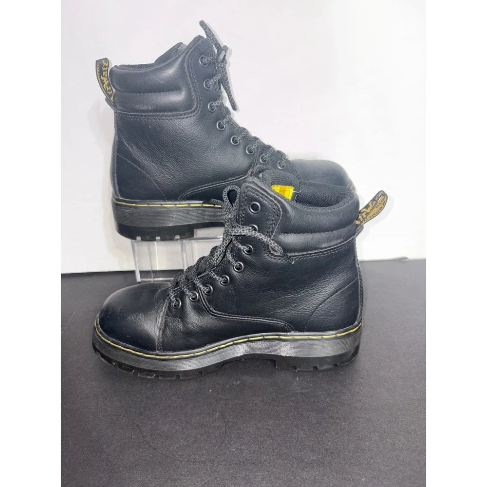 Dr. Doc Martens Steel Toe Boots Womens 7 US Black Leather ASTM F2413-18